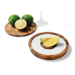 Fox Run Garnishes*Acacia Wood Salt Rimmer, Storage & Cutting Board