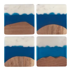 Danica Coasters & Trays*Azure Skyline Coasters (Set Of 4)