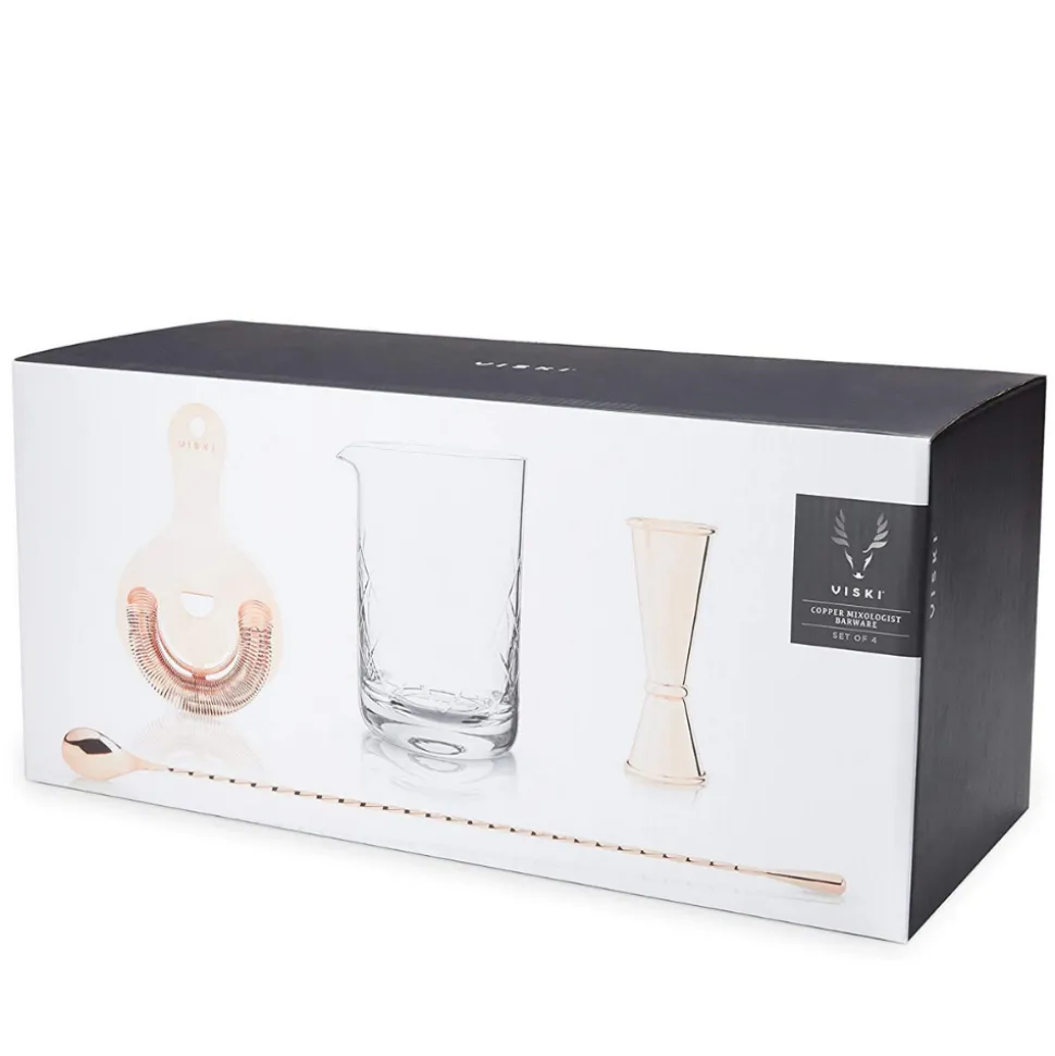True Fabrications Mixing Glasses*Copper Stirred Cocktail Bar Tools Set By Viski