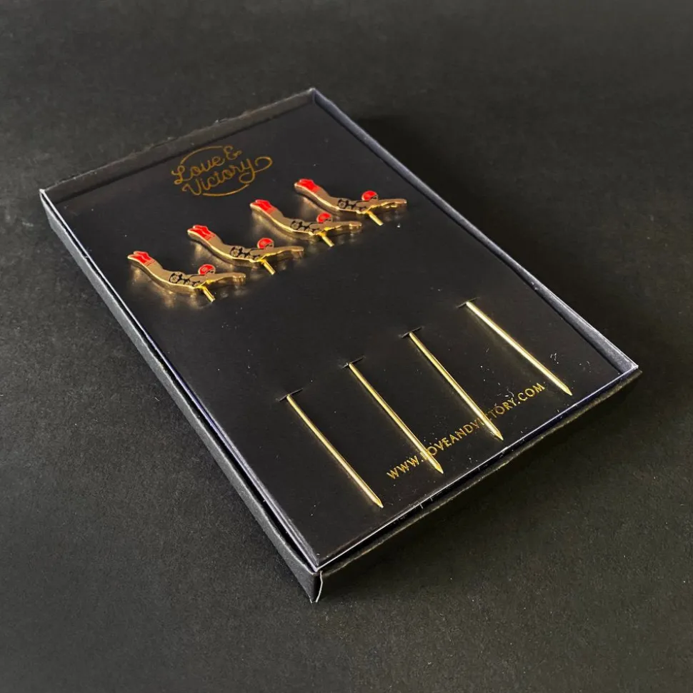 Love and Victory Garnishes*Diver Cocktail Pins (Set Of 4)