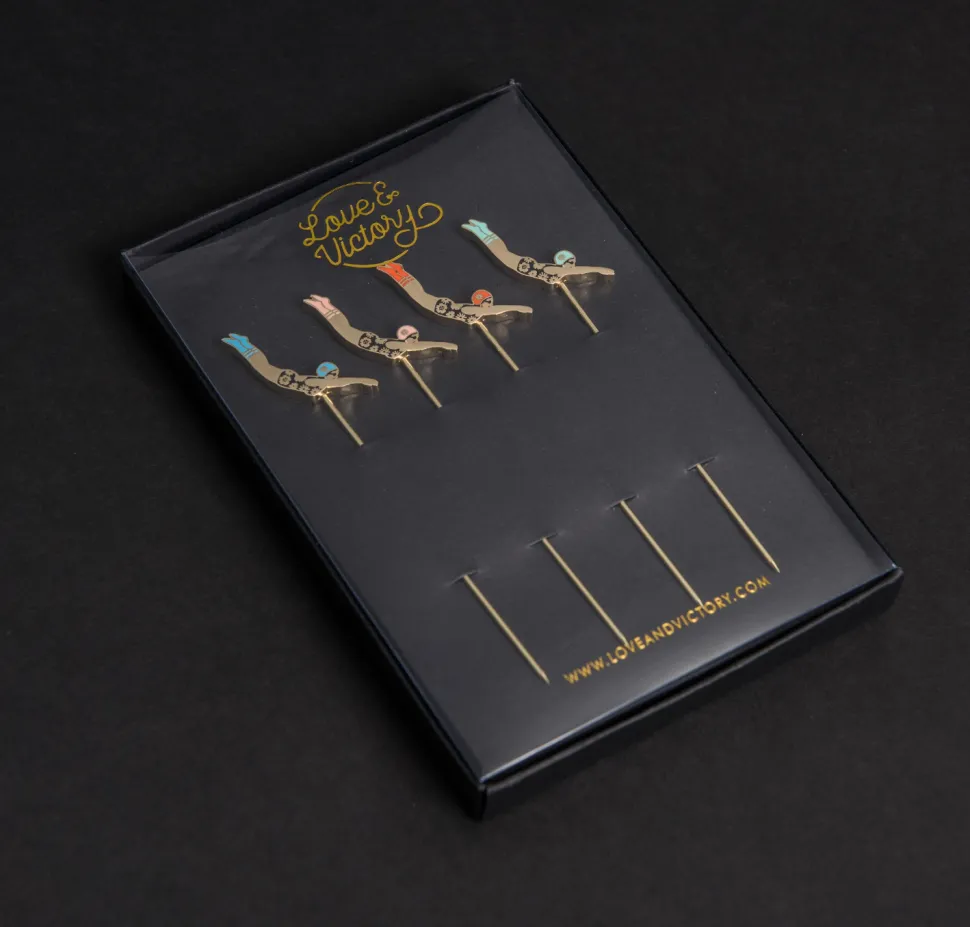 Love and Victory Garnishes*Diver Cocktail Pins (Set Of 4)
