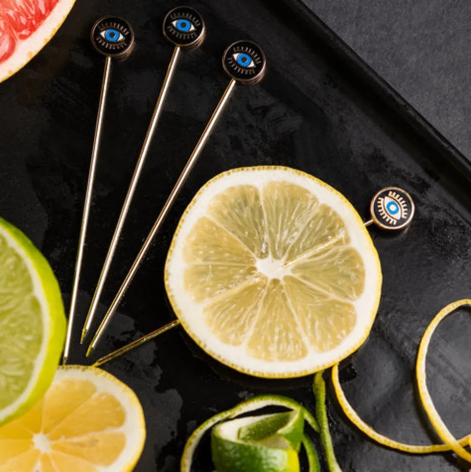 Love and Victory Cocktail Picks & Stirrers*Evil Eye Cocktail Pins (Set Of 4)