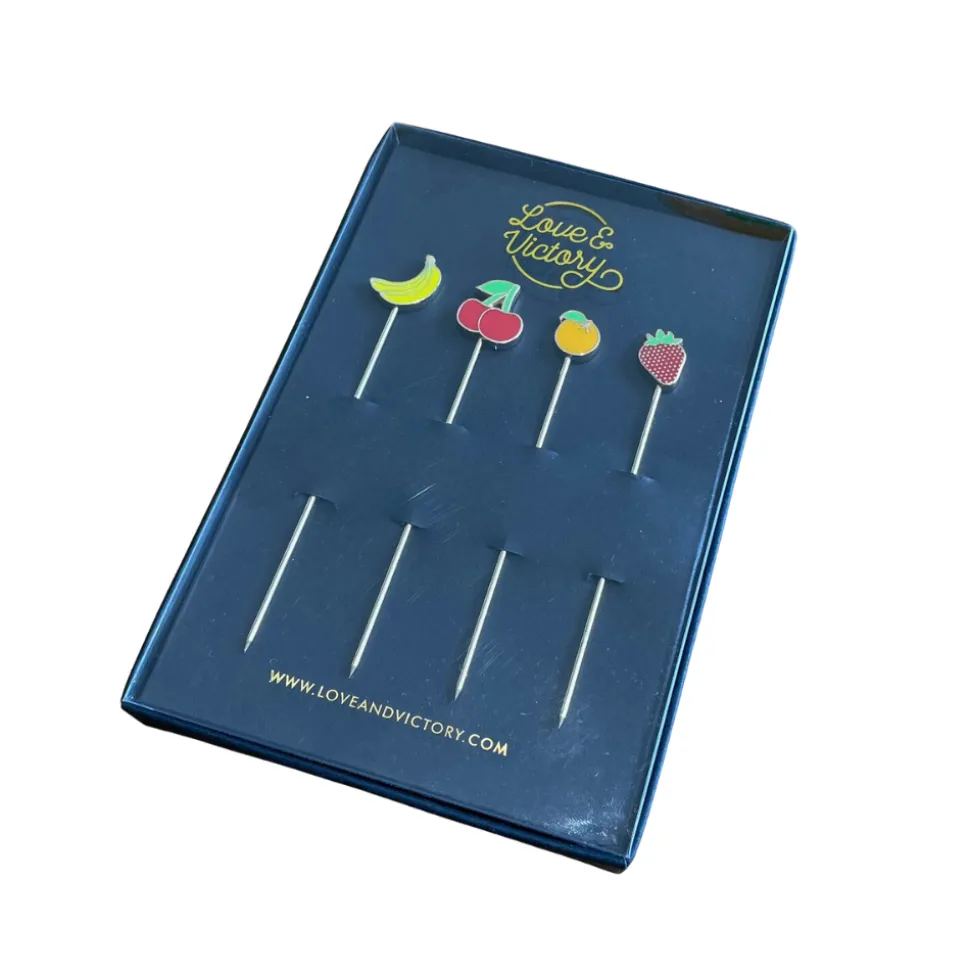 Love and Victory Garnishes*Fruit Cocktail Pins (Set Of 4)