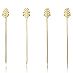 True Fabrications Garnishes*Gold Art Deco Cocktail Pins (Set Of 4)