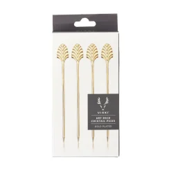 True Fabrications Cocktail Picks & Stirrers*Gold Art Deco Cocktail Pins (Set Of 4)