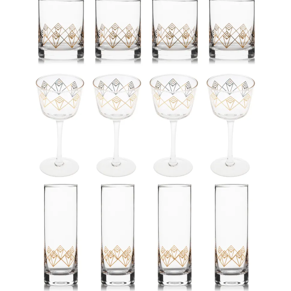 Better Refined - CHINA Potion House Bar Tools*Gold Dream Deco Glassware Collection (Set Of 12)