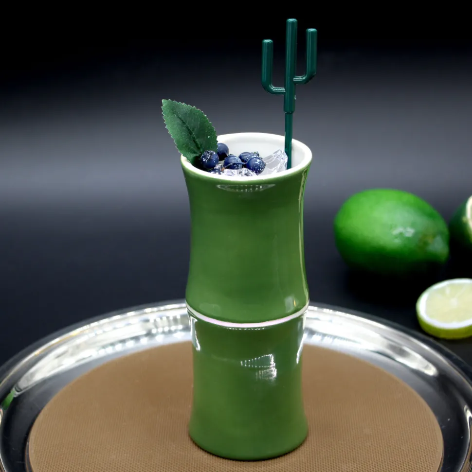 China Tiki Mugs*Green Bamboo Tiki Mug