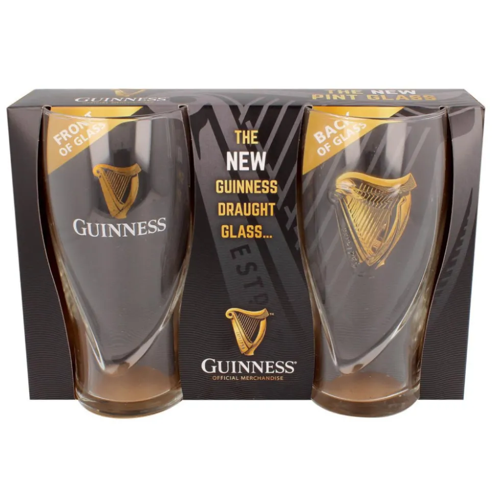 Mimi Imports Beer*Guinness Embossed Pint Glasses (Set Of 2)