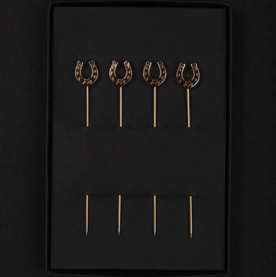 Love and Victory Cocktail Picks & Stirrers*Horseshoe Cocktail Pins (Set Of 4)