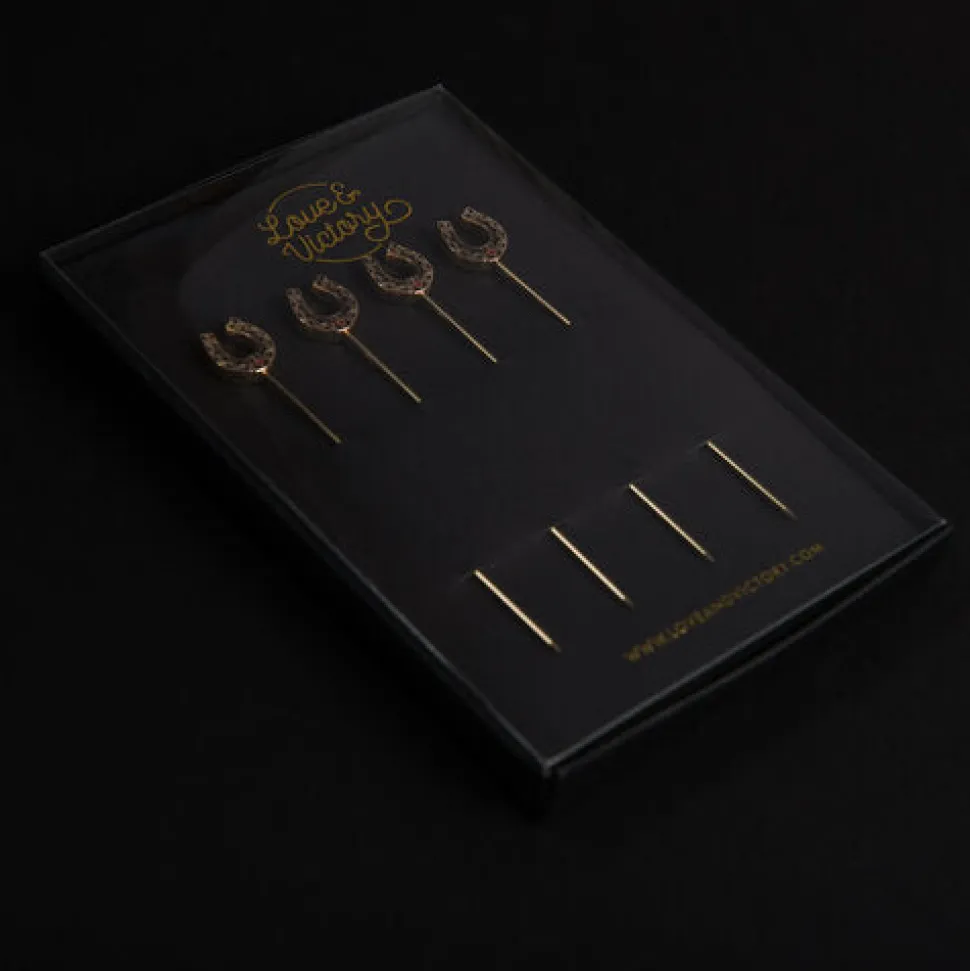 Love and Victory Cocktail Picks & Stirrers*Horseshoe Cocktail Pins (Set Of 4)