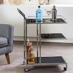 Torre u0026 Tagus Bar Carts*Lenox Chrome 3 Tier Bar Cart