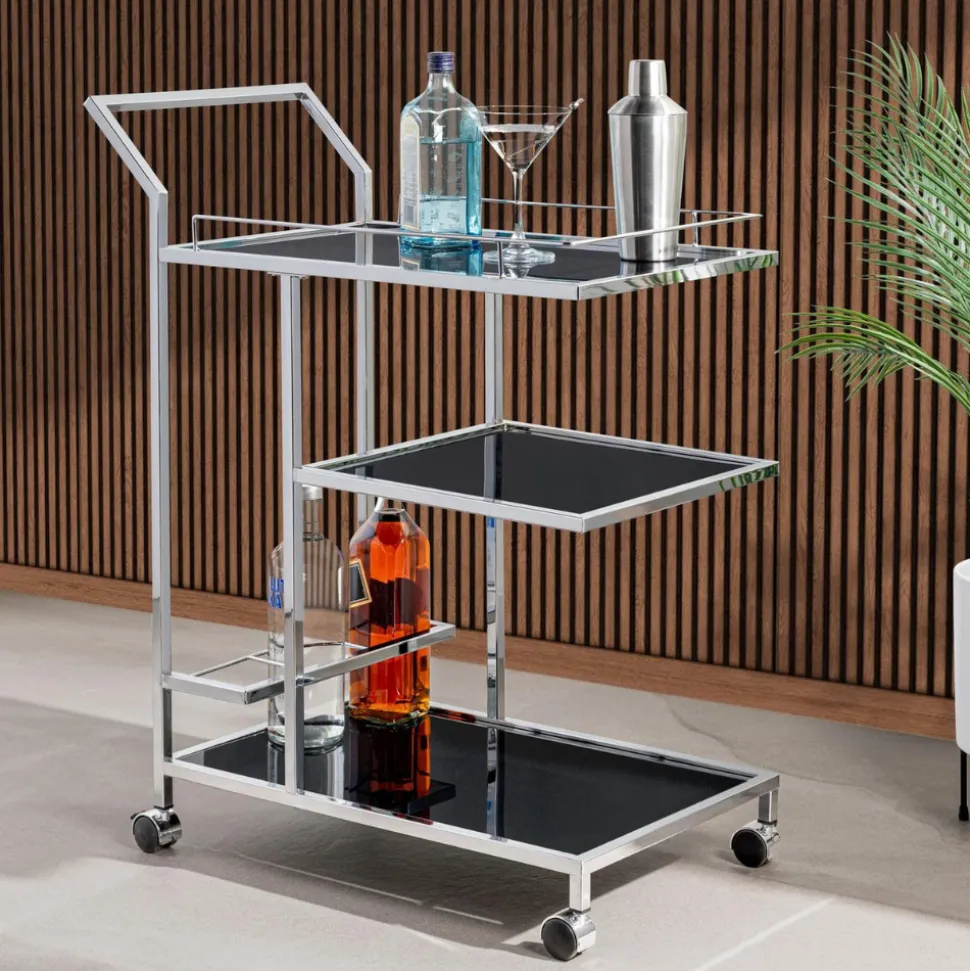 Torre u0026 Tagus Bar Carts*Lenox Chrome 3 Tier Bar Cart