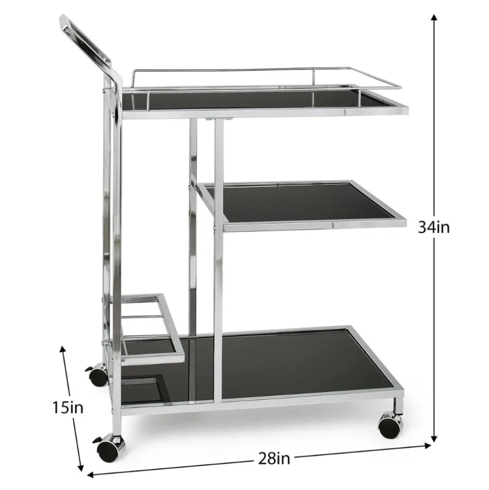 Torre u0026 Tagus Bar Carts*Lenox Chrome 3 Tier Bar Cart