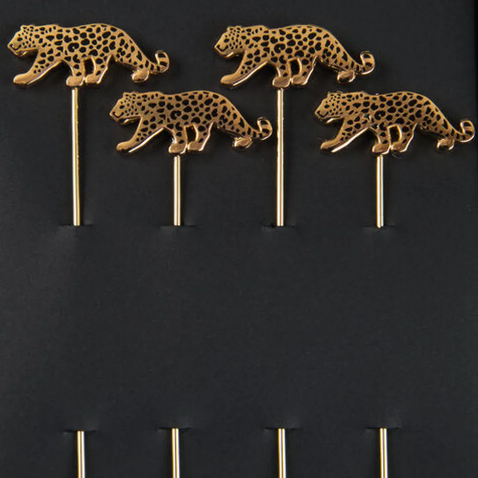 Love and Victory Garnishes*Leopard Cocktail Pins (Set Of 4)