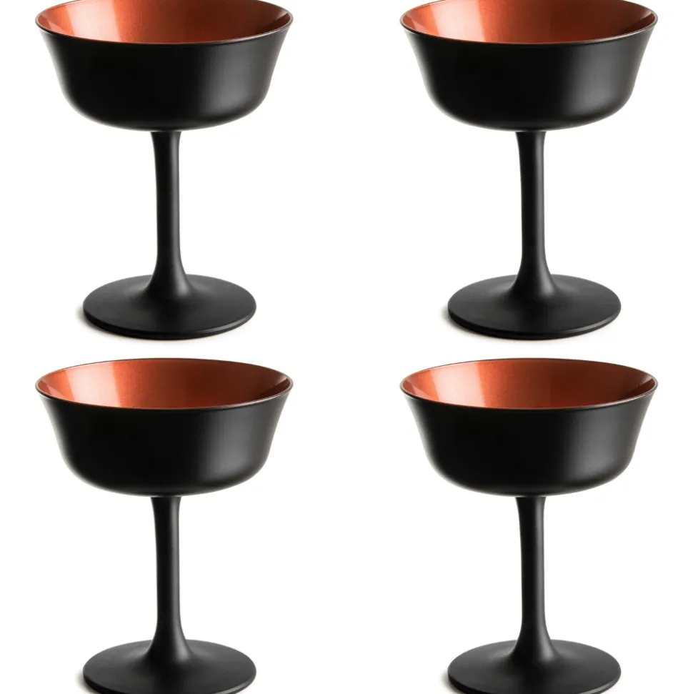 Urban Bar Coupes / Nick & Nora*Oro Nero Shallow Fizz Glass