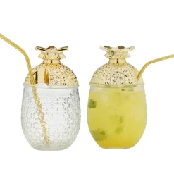 ICM Tiki Mugs*Pineapple Cocktail Glasses (Set Of 2)