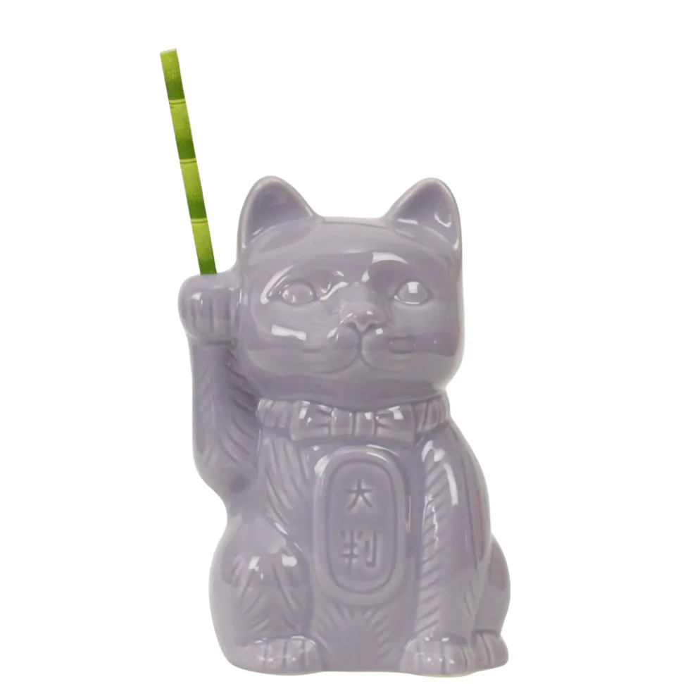 China Tiki Mugs*Purple Neko Cat Tiki Mug