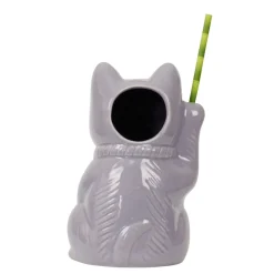 China Tiki Mugs*Purple Neko Cat Tiki Mug