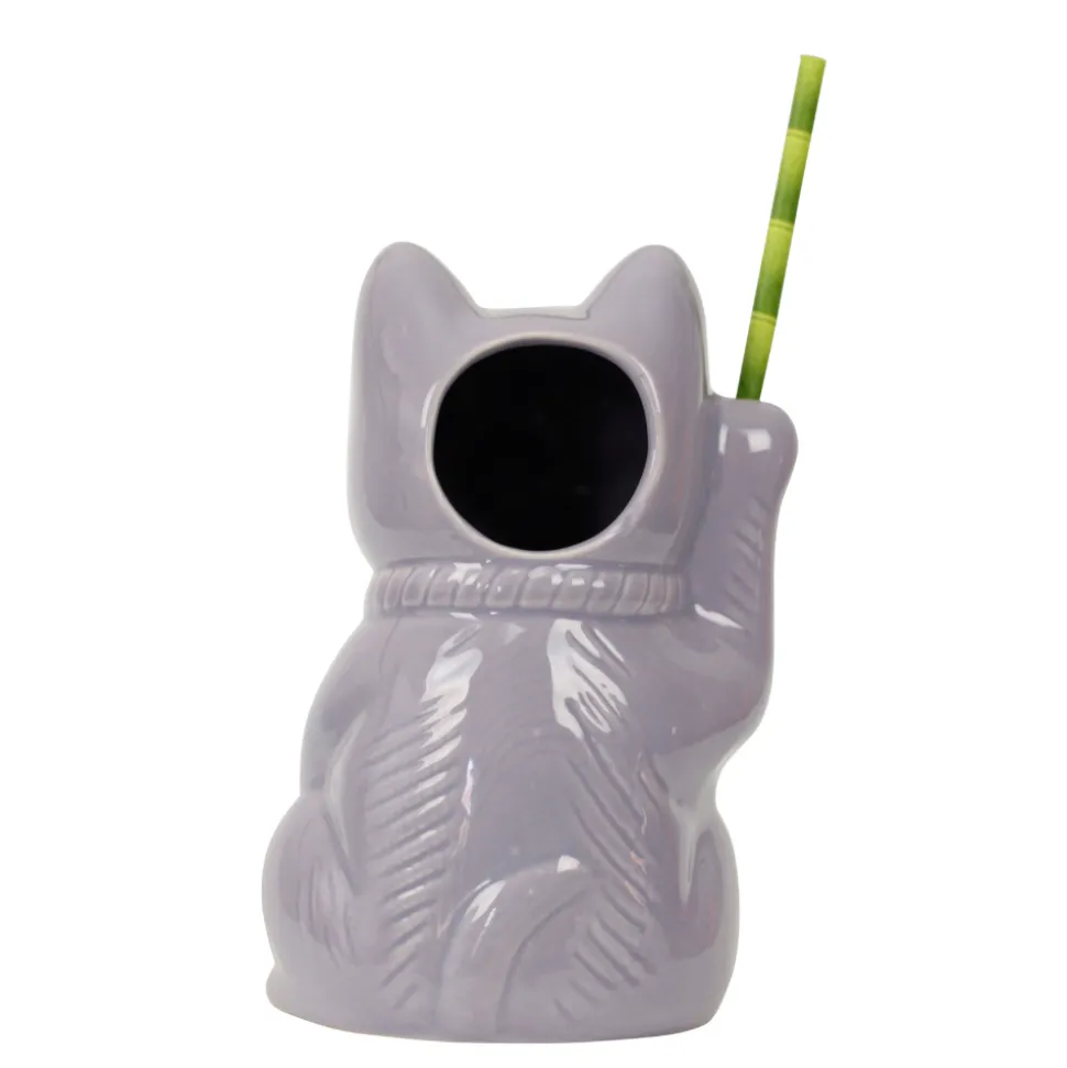 China Tiki Mugs*Purple Neko Cat Tiki Mug