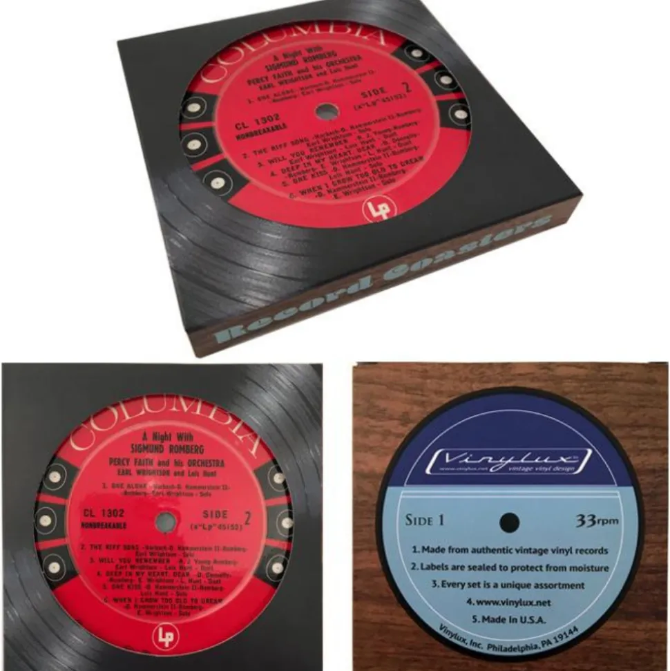 Vinylux, Inc. Coasters & Trays*Recycled Vinyl Record Coasters