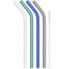 Product Specialties Inc. Straws*Reusable Glass Straws In Cool Tone (Set Of 4 With Brush)