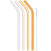 Product Specialties Inc. Tiki*Reusable Glass Straws In Warm Tone (Set Of 4 With Brush)