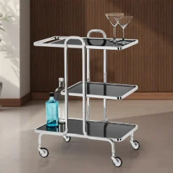 Torre u0026 Tagus Bar Carts*Rio Chrome 3 Tier Bar Cart