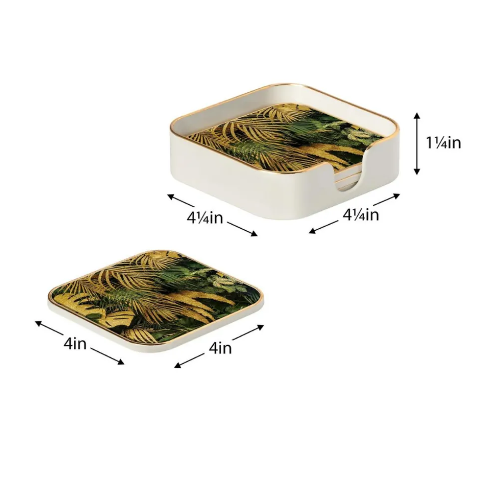 Torre u0026 Tagus Coasters & Trays*Savoy Tropical Leaves Coasters (Set Of 4)