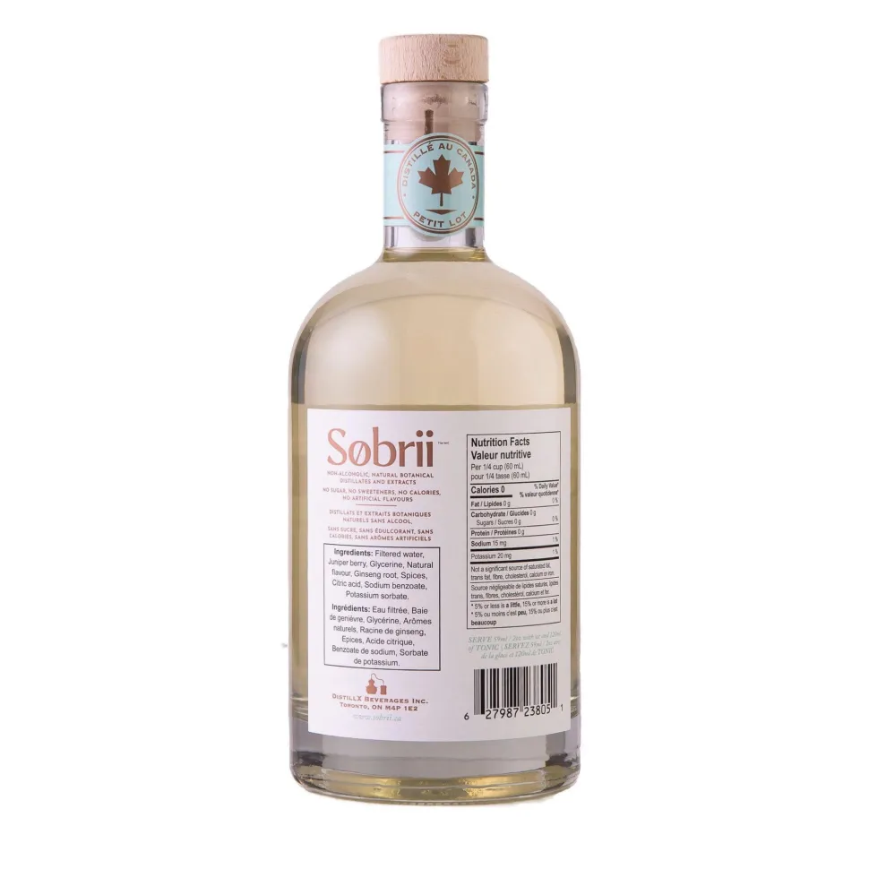 DistillX Beverages Inc. Non-Alcoholic Spirits*Sobrii Non-Alcoholic Gin 750Ml