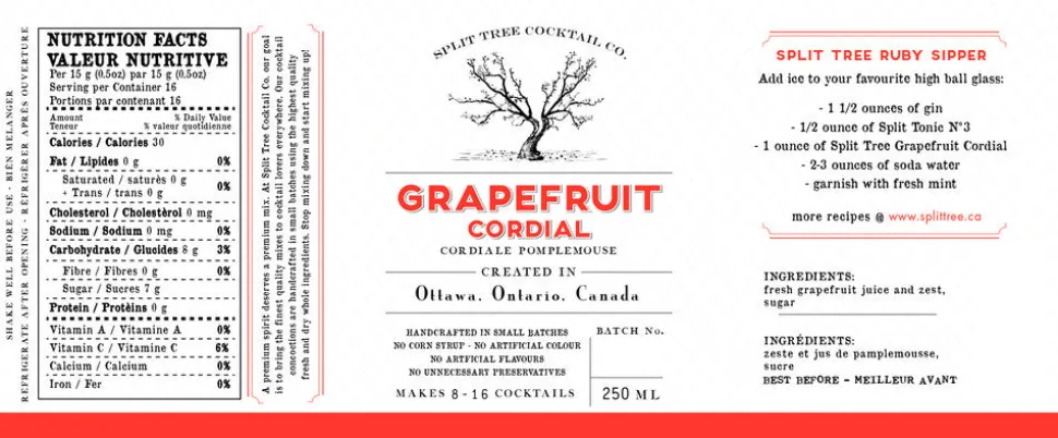 Split Tree Cocktail Co. Syrups*Split Tree Grapefruit Cordial