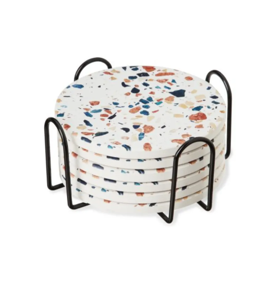 True Fabrications Coasters & Trays*Terrazzo Stoneware Coasters (Set Of 6)