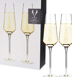 True Fabrications Wine*Viski Angled Crystal Flutes (Set Of 2)
