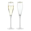 True Fabrications Wine*Viski Belmont Gold Rim Crystal Champagne Flutes (Set Of 2)