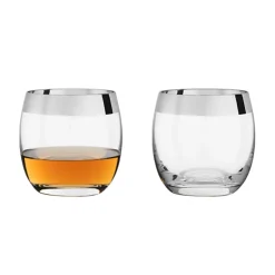 True Fabrications Tumblers*Viski Chrome Rim Tumblers (Set Of 2)