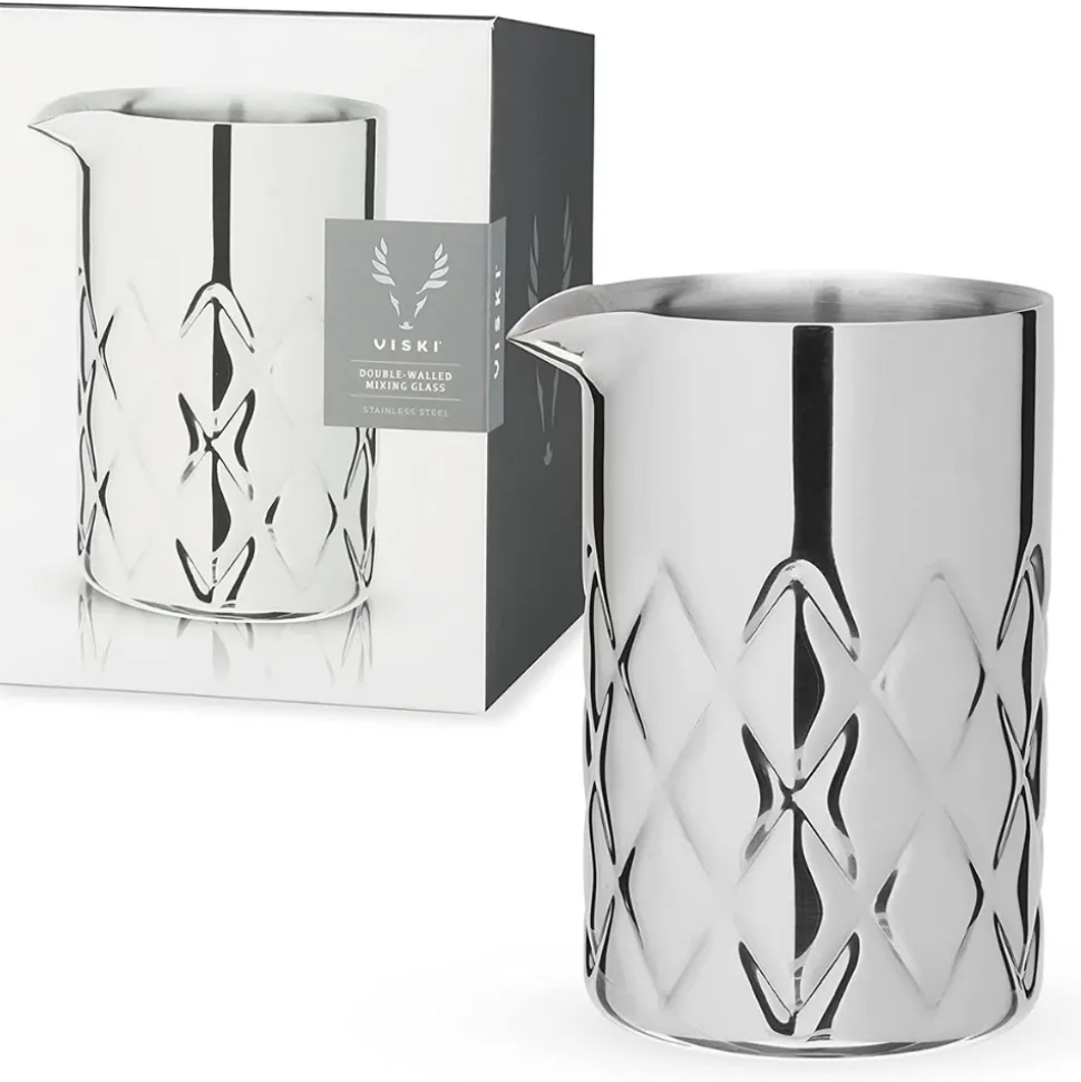 True Fabrications Mixing Glasses*Viski Double Walled Stainless Steel Mixing Glass