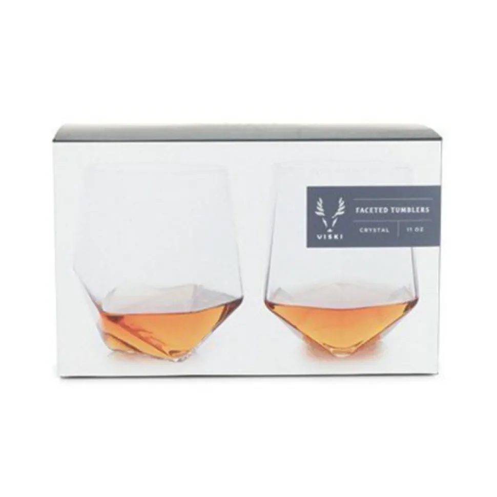True Fabrications Tumblers*Viski Faceted Crystal Tumblers (Set Of 2)