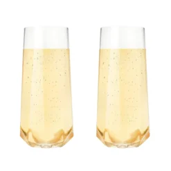 True Fabrications Wine*Viski Faceted Stemless Crystal Champagne Flutes (Set Of 2)