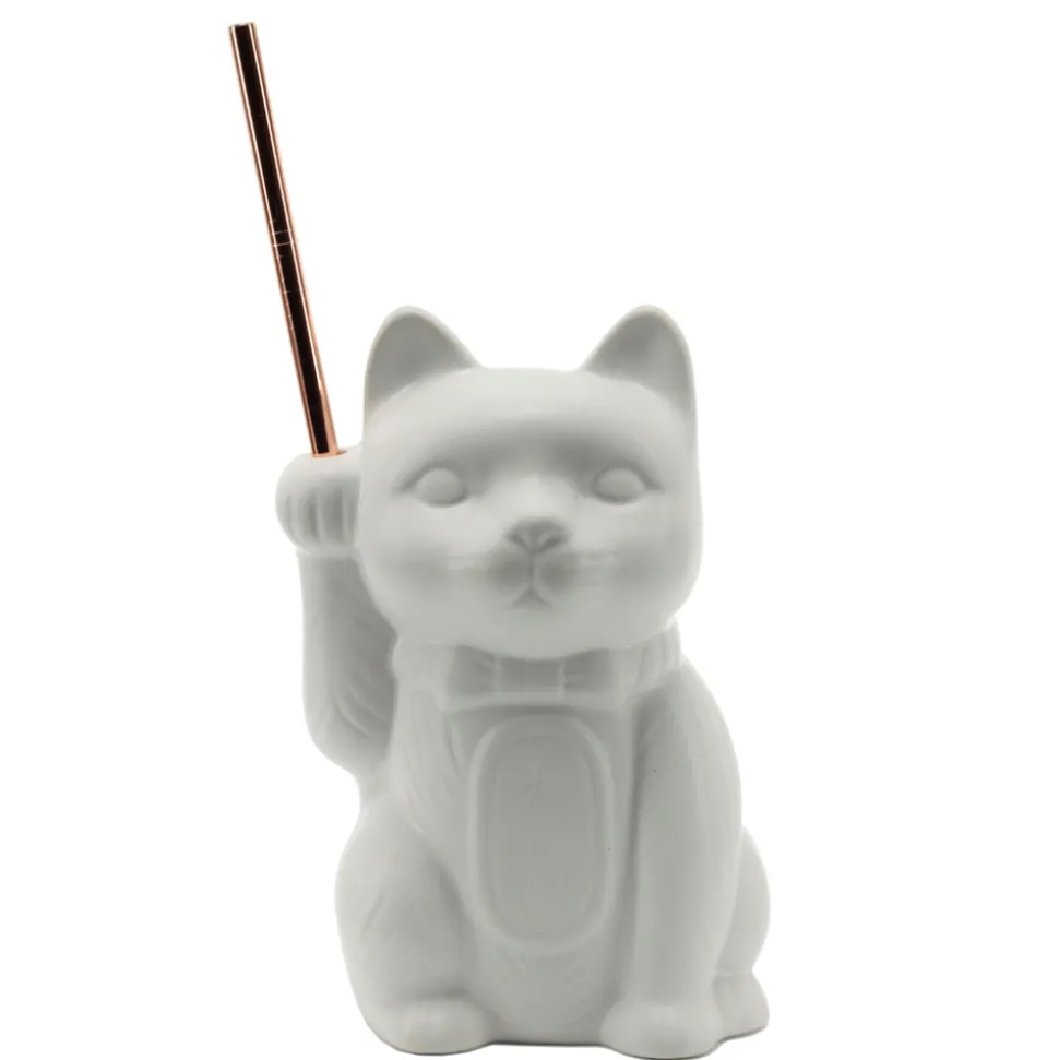 China Tiki Mugs*White Neko Cat Tiki Mug