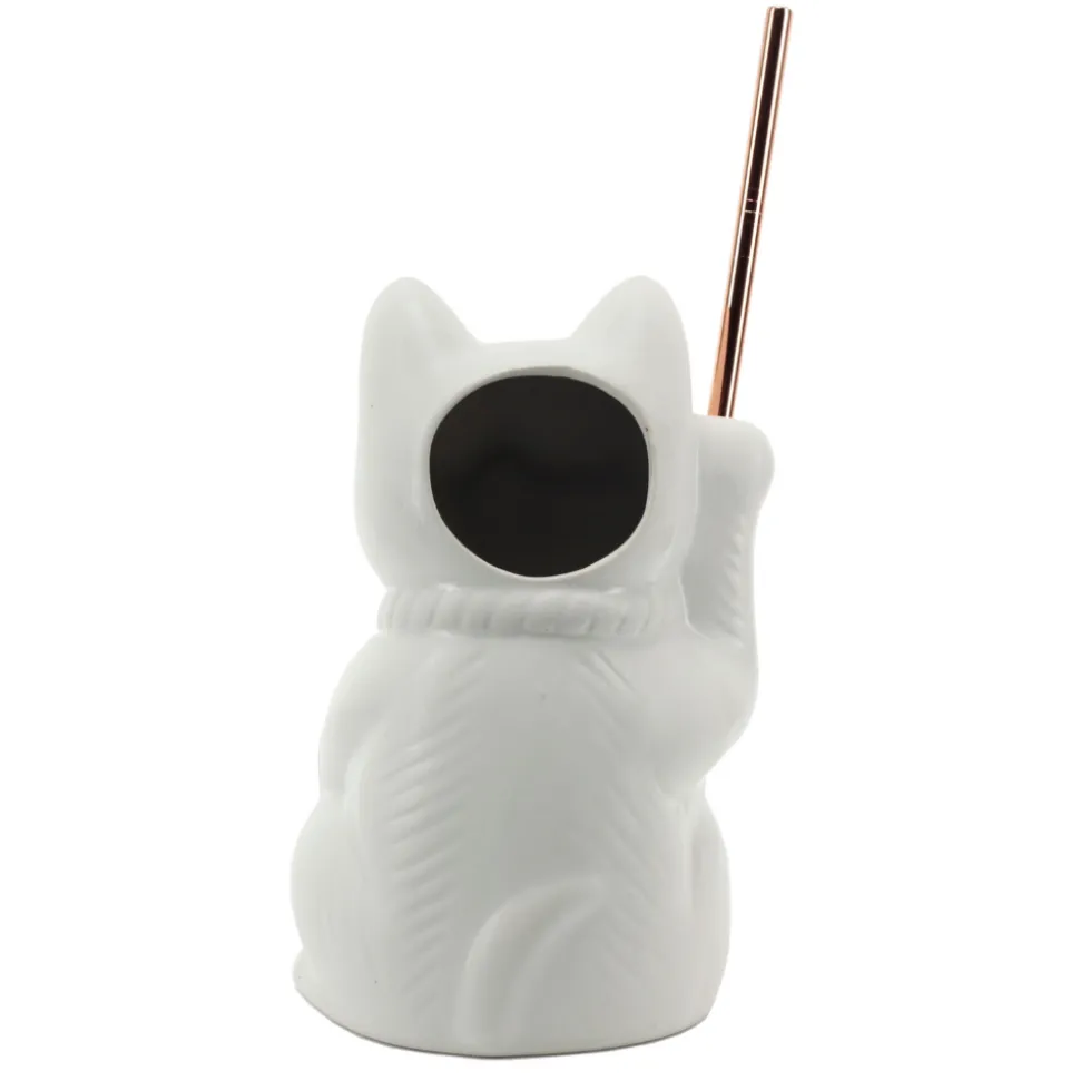 China Tiki Mugs*White Neko Cat Tiki Mug